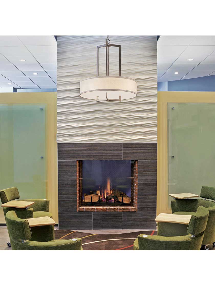 Alternate View 4 of Hampton Large Chandelier With Linen Drum Shade.
