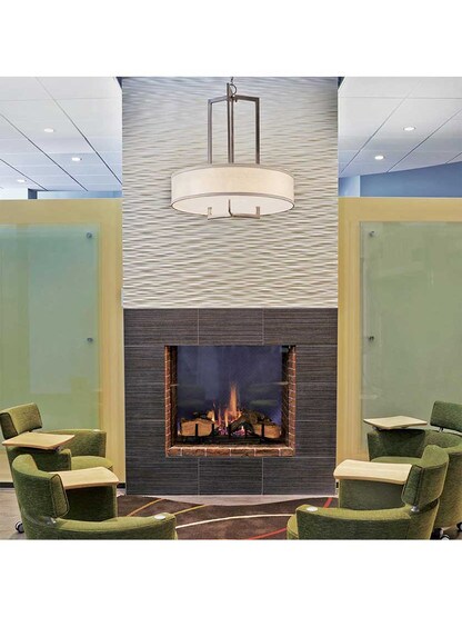 Alternate View 4 of Hampton Large Chandelier With Linen Drum Shade.