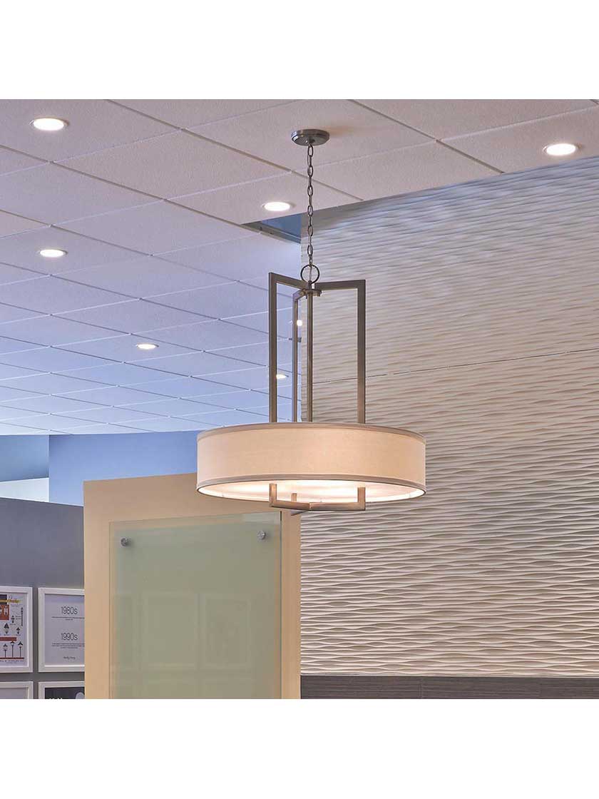Alternate View 6 of Hampton Large Chandelier With Linen Drum Shade.