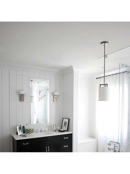 Alternate View 3 of Hampton Single Pendant With Linen Drum Shade.