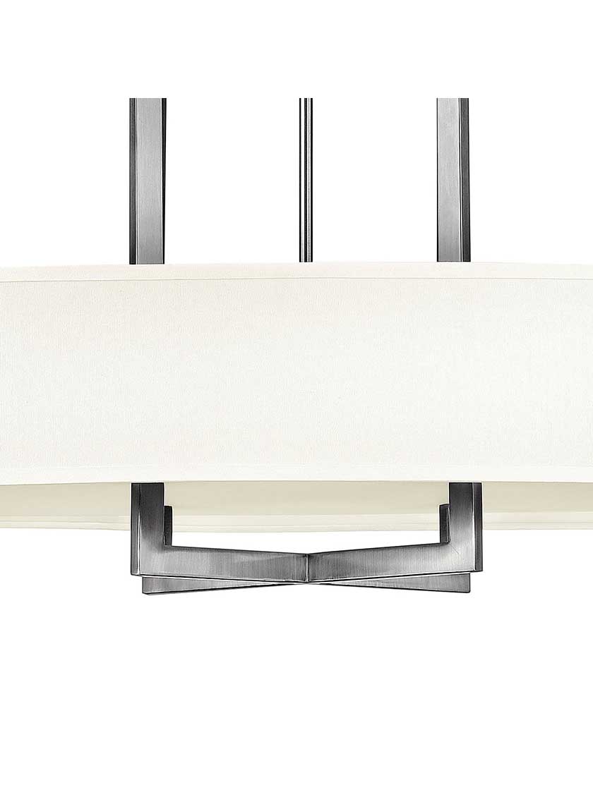 Alternate View of Hampton Extra Large Chandelier With Oval Linen Drum Shade.
