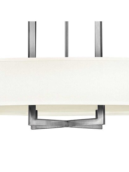 Alternate View of Hampton Extra Large Chandelier With Oval Linen Drum Shade.
