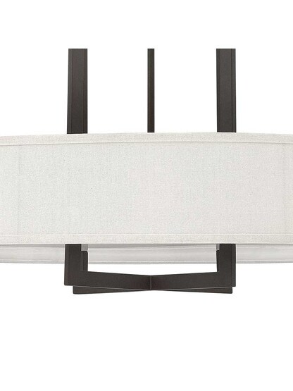 Alternate View 3 of Hampton Extra Large Chandelier With Oval Linen Drum Shade.