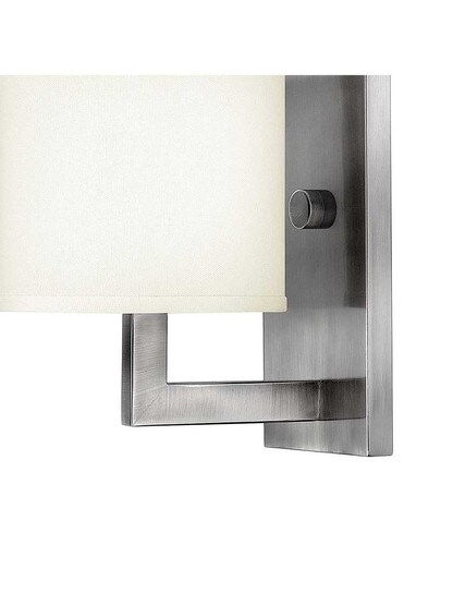 Alternate View of Hampton Single Wall Sconce With Linen Drum Shade.