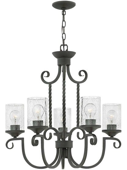 Casa 5-Light Chandelier With Seedy Glass.