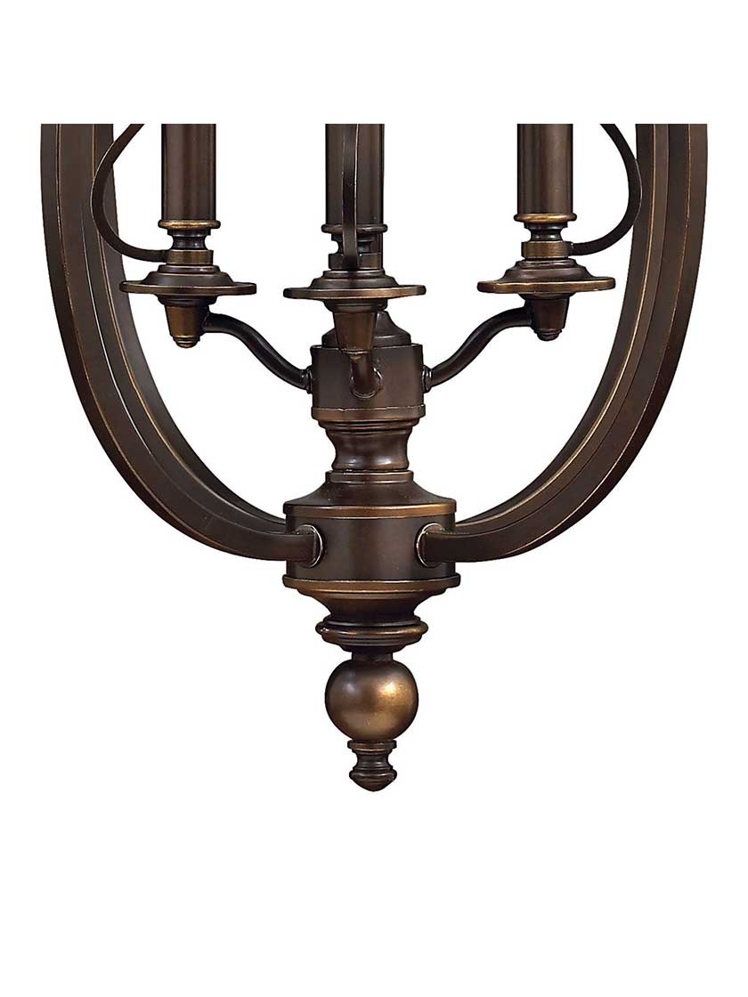 Alternate View of Plymouth 4 Light Hall Pendant In Olde Bronze.