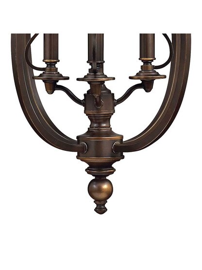 Alternate View of Plymouth 4 Light Hall Pendant In Olde Bronze.