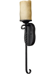 Casa Candle Sconce With Curled Pendant In Olde Black.