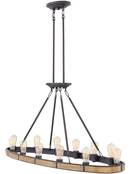 Everett 12-Light Island Chandelier in Bronze.