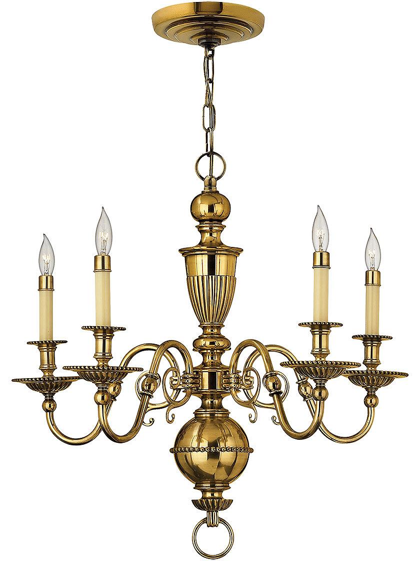 Cambridge 5 Light Chandelier in Solid Brass