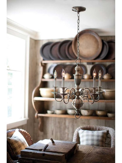 Alternate View of Cambridge 5 Light Chandelier in Solid Brass