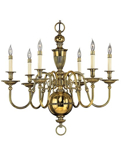 Cambridge 6 Light Chandelier in Solid Brass