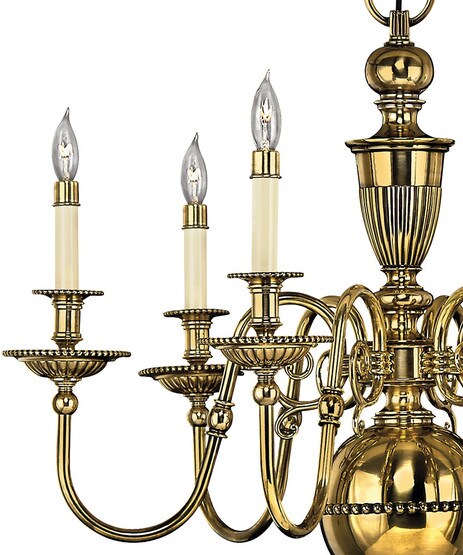 Cambridge 6 Light Chandelier in Solid Brass