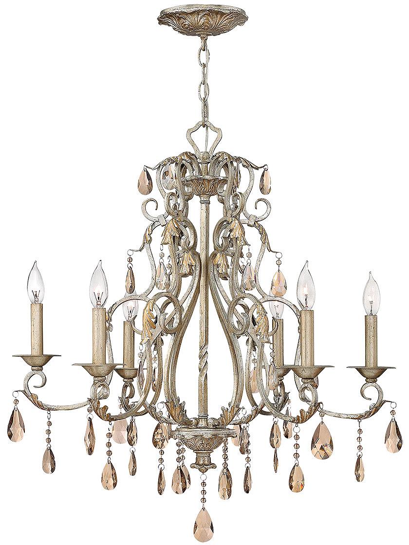 Carlton 6 Light Chandelier With Silver Leaf Finish