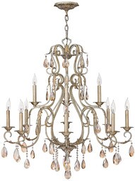 Carlton 12 Light Chandelier With Silver Leaf Finish