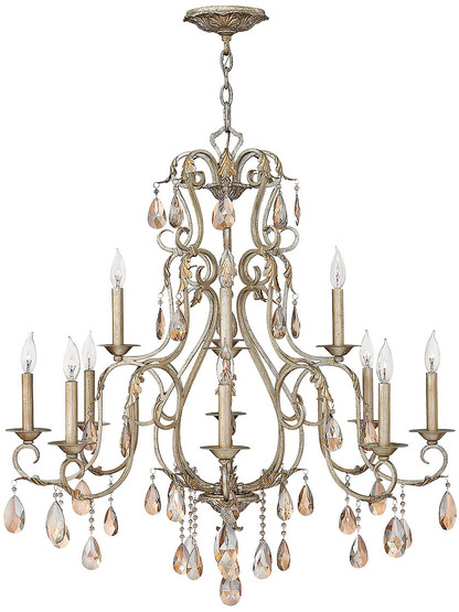 Carlton 12 Light Chandelier With Silver Leaf Finish