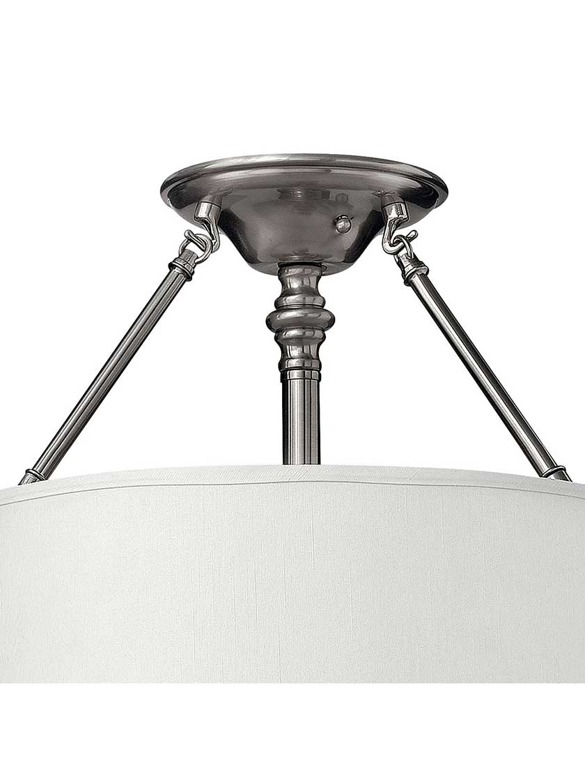 Sussex Flush Ceiling Light With Fabric Drum Shade