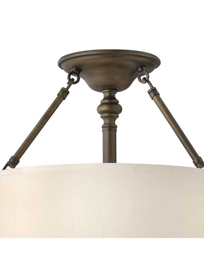Sussex Flush Ceiling Light With Fabric Drum Shade