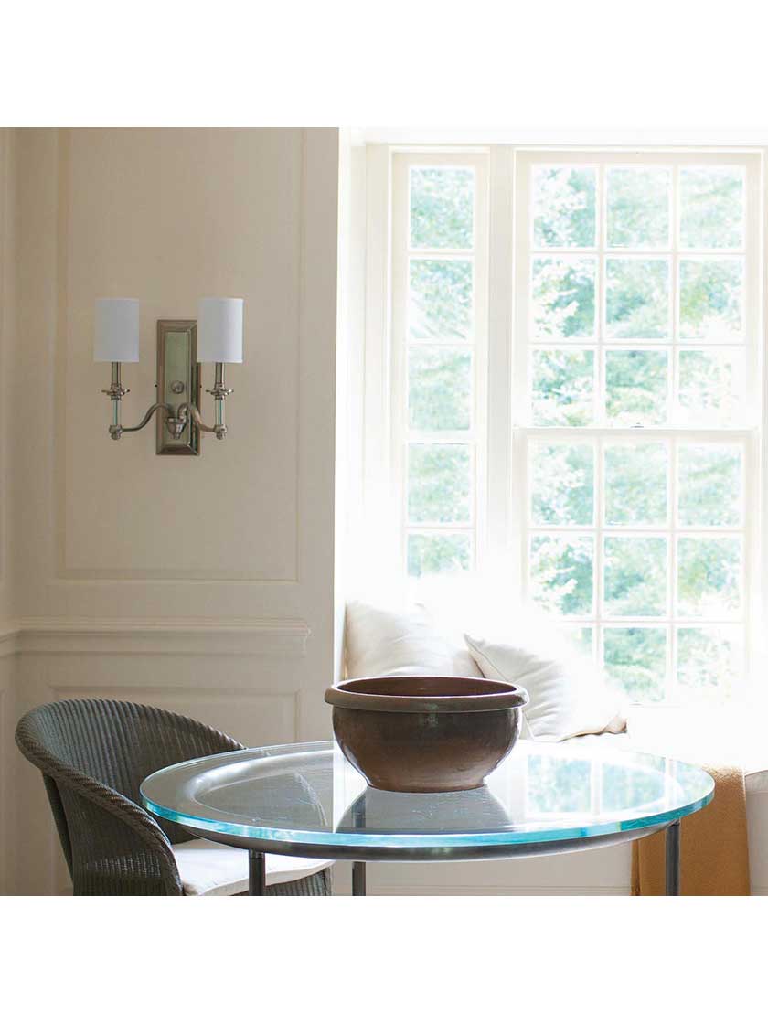 Alternate View 2 of Sussex Double Sconce with Fabric Cylinder Shades.
