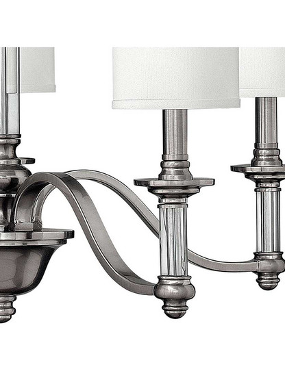 Alternate View of Sussex 5 Light Chandelier with Fabric Cylinder Shades.