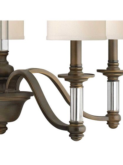 Alternate View 2 of Sussex 5 Light Chandelier with Fabric Cylinder Shades.