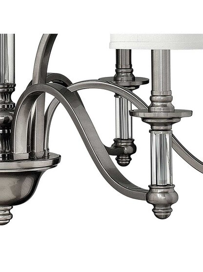Alternate View of Sussex Two Tier Chandelier With Fabric Cylinder Shades.