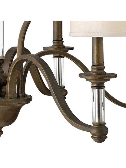 Alternate View 4 of Sussex Two Tier Chandelier With Fabric Cylinder Shades.