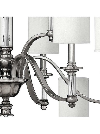 Alternate View of Sussex Three Tier Chandelier With Fabric Cylinder Shades.
