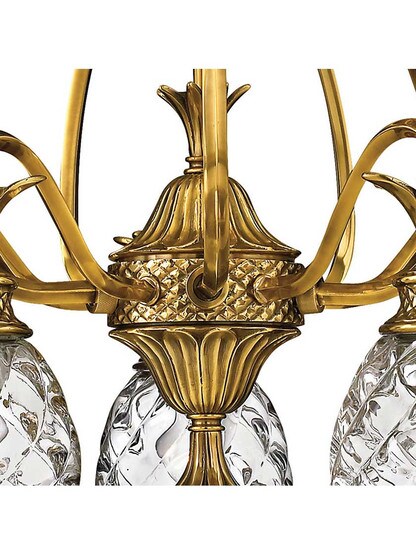 Alternate View of Pineapple 5 Light Chandelier With Optic Glass Shades.