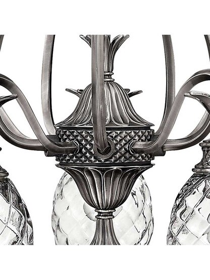 Alternate View 3 of Pineapple 5 Light Chandelier With Optic Glass Shades.