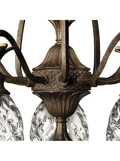 Alternate View 5 of Pineapple 5 Light Chandelier With Optic Glass Shades.