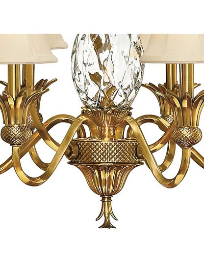 Pineapple 6 Light Chandelier With Silk Shades