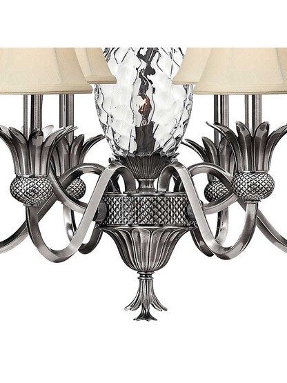 Pineapple 6 Light Chandelier With Silk Shades