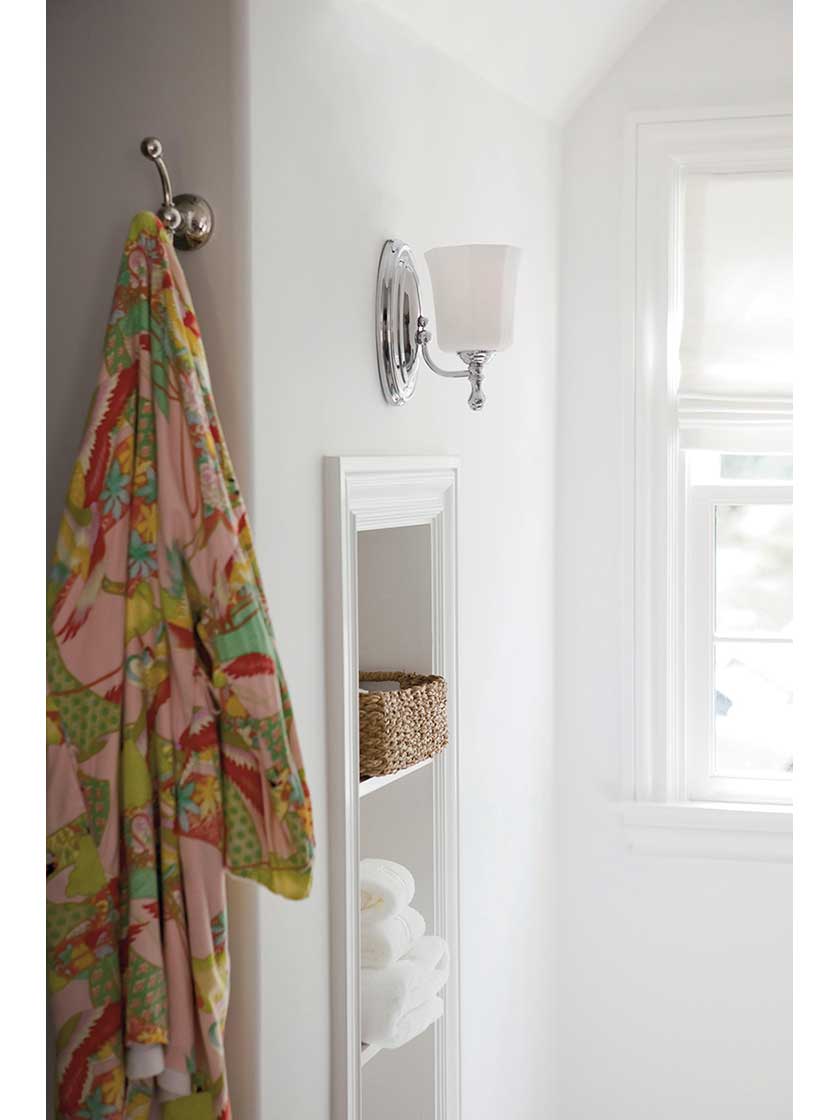 Alternate View 2 of Shelly Single Sconce with Opal Glass Shade.