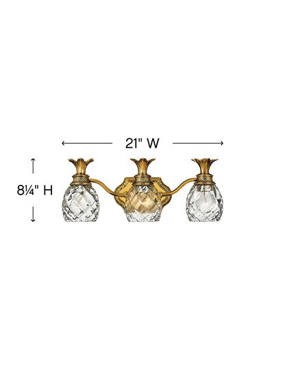 Pineapple Triple Bath Sconce With Clear Optic Glass