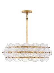 Rene 6 Light Medium Drum Chandelier in Distressed Brass
