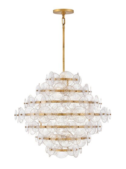 Rene 16 Light Medium Chandelier in Distressed Brass
