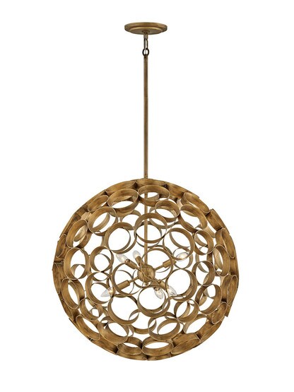 Centric 6 Light Small Orb Chandelier in Burnished Gold