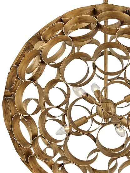 Centric 6 Light Small Orb Chandelier in Burnished Gold