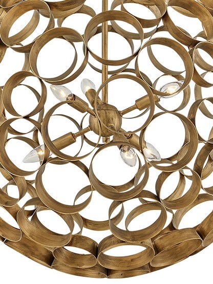 Centric 6 Light Small Orb Chandelier in Burnished Gold