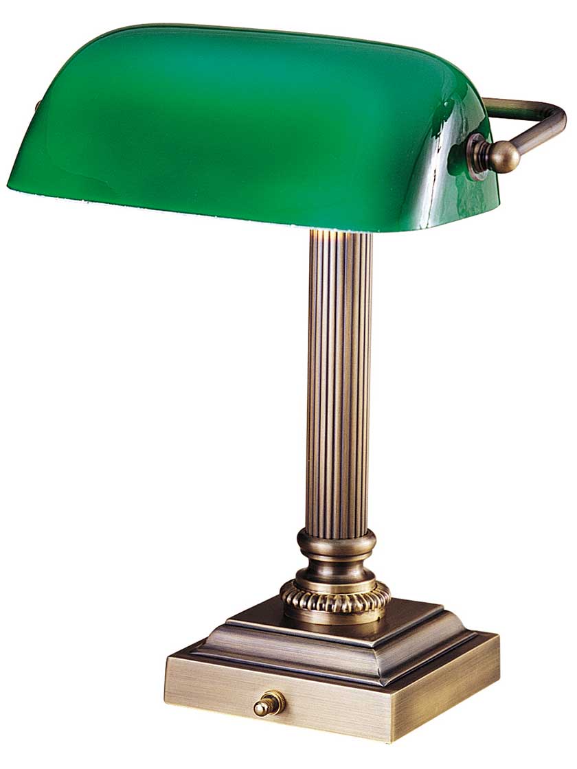 Emeralite 13 1/4-Inch Bankers Desk Lamp with Green Glass Shade