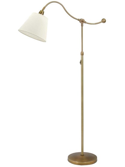 Hyde Park Counter Balance Floor Lamp with Off-White Linen Shade.