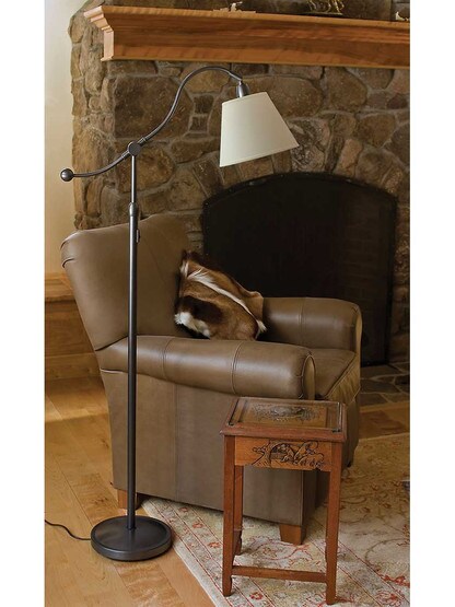 Alternate View of Hyde Park Counter Balance Floor Lamp with Off-White Linen Shade.