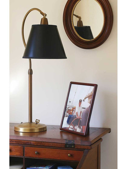 Alternate View of Hyde Park Table Lamp with Black Parchment Shade.