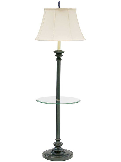 Newport Floor Lamp With Glass Table, Glass Tray Floor Lamp