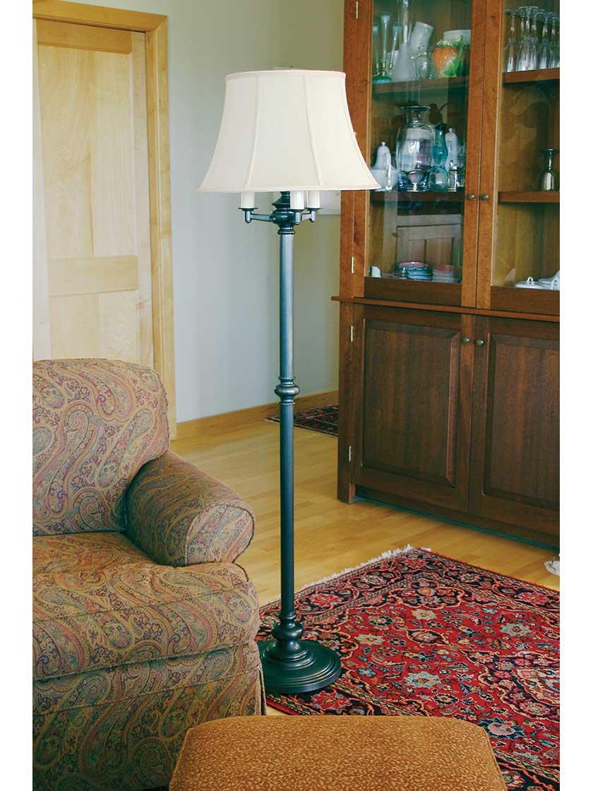 Alternate View of Newport Six-Way Floor Lamp with Fluted Column.