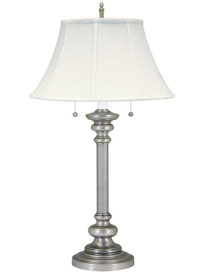 Newport Table Lamp with Twin Pull Chains in Pewter.