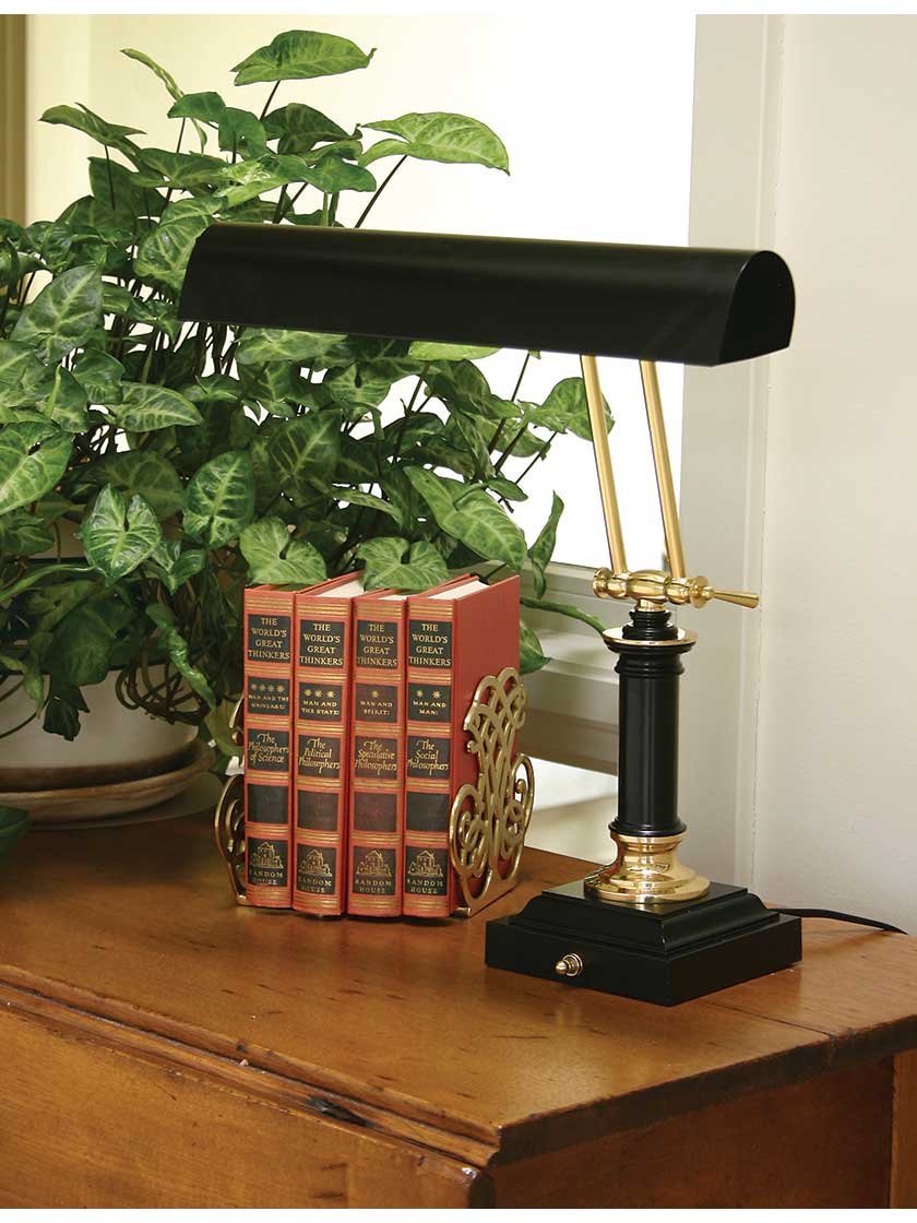 Alternate View of 16 1/2 inch Piano Desk Lamp with Decorative Base.