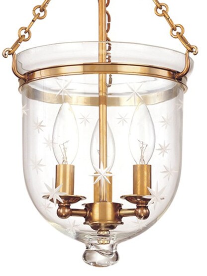 Hampton Bell Jar Ceiling Light with Etched Star Pattern