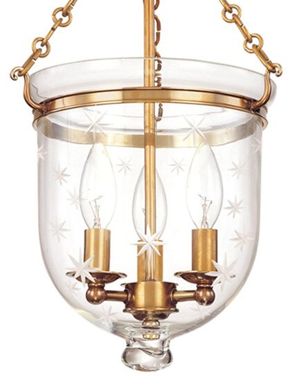 Hampton Bell Jar Ceiling Light with Etched Star Pattern